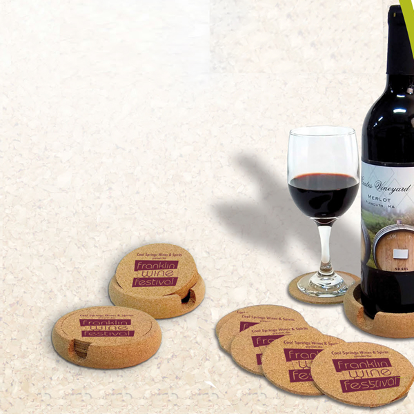 Customized Cork Coaster and Wine Bottle Holder Set Promotional Cork