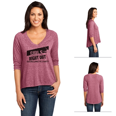 District Made DM462 Ladies' Microburn V-Neck Raglan Tee Customized District Made DM462 Ladies' Microburn V-Neck Raglan Tee