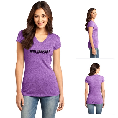 District DT261 Junior Ladies' Microburn V-Neck Cap Sleeve Tee Customized District DT261 Junior Ladies' Microburn V-Neck Cap Sleeve Tee