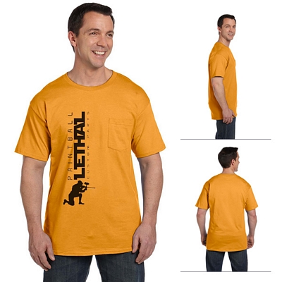 Hanes 5190 6.1 oz Beefy-T with Pocket Customized Hanes 5190 6.1 oz Beefy-T with Pocket