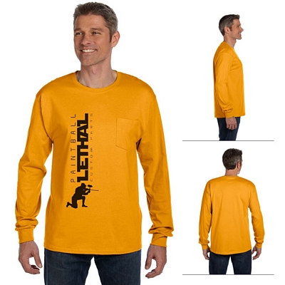 Hanes 5596 6.1 oz Tagless ComfortSoft Long-Sleeve Pocket T-Shirt Customized Hanes 5596 6.1 oz Tagless ComfortSoft Long-Sleeve Pocket T-Shirt