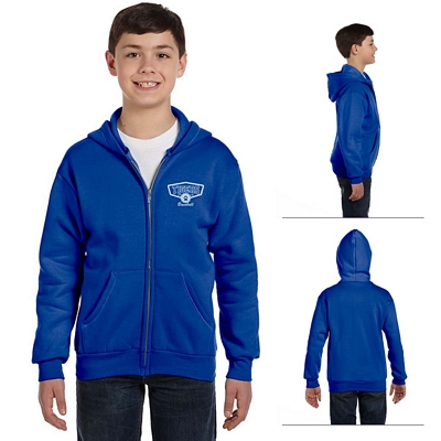 Hanes P480 Youth 7.8 oz ComfortBlend EcoSmart 50/50 Full-Zip Hood Customized Hanes P480 Youth 7.8 oz ComfortBlend EcoSmart 50/50 Full-Zip Hood