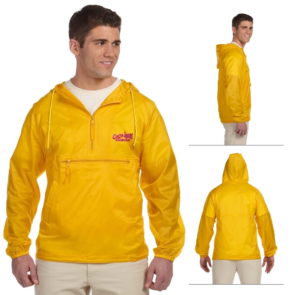Harriton M750 Packable Nylon Jacket Embroidered Logo Harriton Pullover Jackets