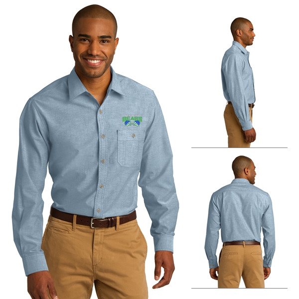 Port Authority S653 Chambray Shirt Embroidered Logo Port Authority
