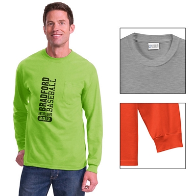 Port & Company PC61LSP Long Sleeve Essential T-Shirt with Pocket Customized Port & Company PC61LSP Long Sleeve Essential T-Shirt with Pocket