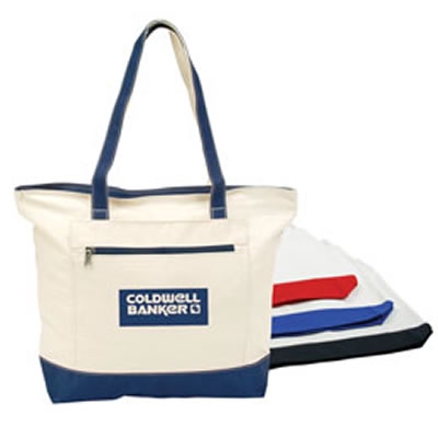 Promotional Investment Banker Zippered Canvas Boat Tote Bag | Customized Investment Banker ...