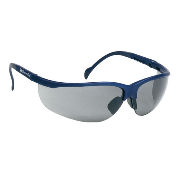 Promotional Grey Lens Wrap Around Blue Safety Glasses Customized Grey
