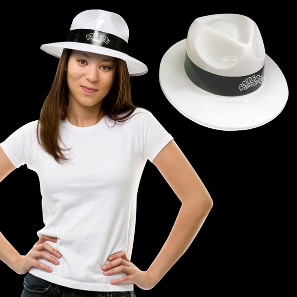 white plastic hat