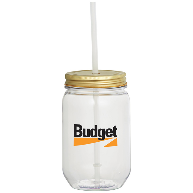 Promotional Mason Jar 22 oz with Gold Tin Lid Customized Mason Jar 22 oz with Gold Tin Lid