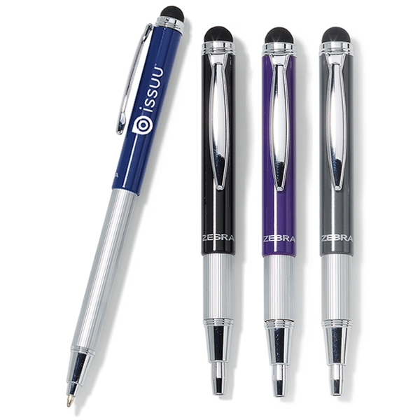 Promotional Zebra Telescopic Stainless Steel Ballpoint Stylus Pen