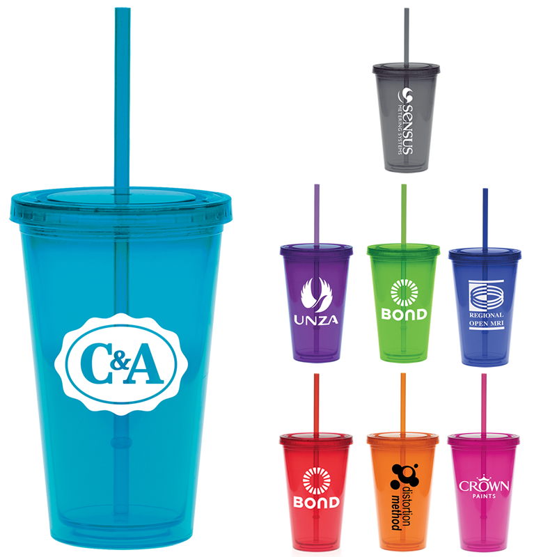 Promotional 16 oz. Translucent Color Straw Carnival Cup Customized 16