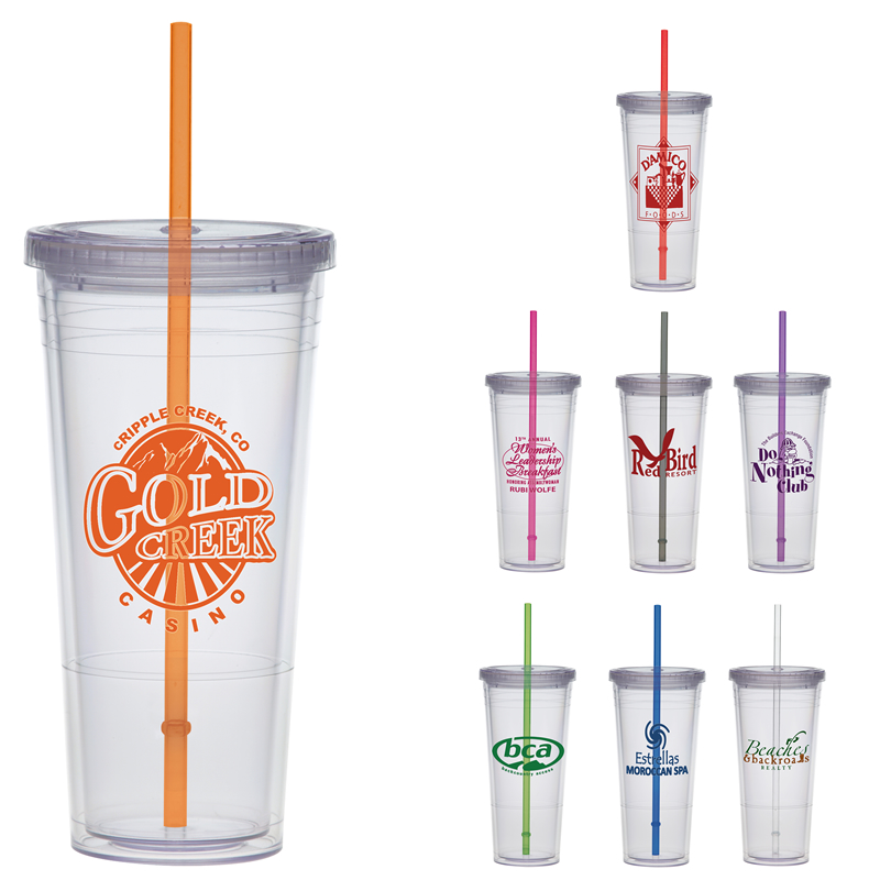 Promotional 24 oz. Carnival Cup Straw Tumbler Customized 24 oz