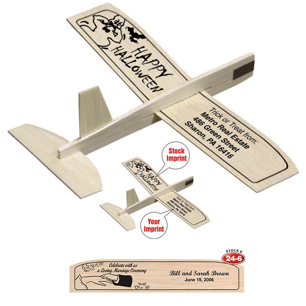 Promotional 8" Balsa Wooden Toy Airplane Glider Wedding Customized 8" Balsa Wooden Toy