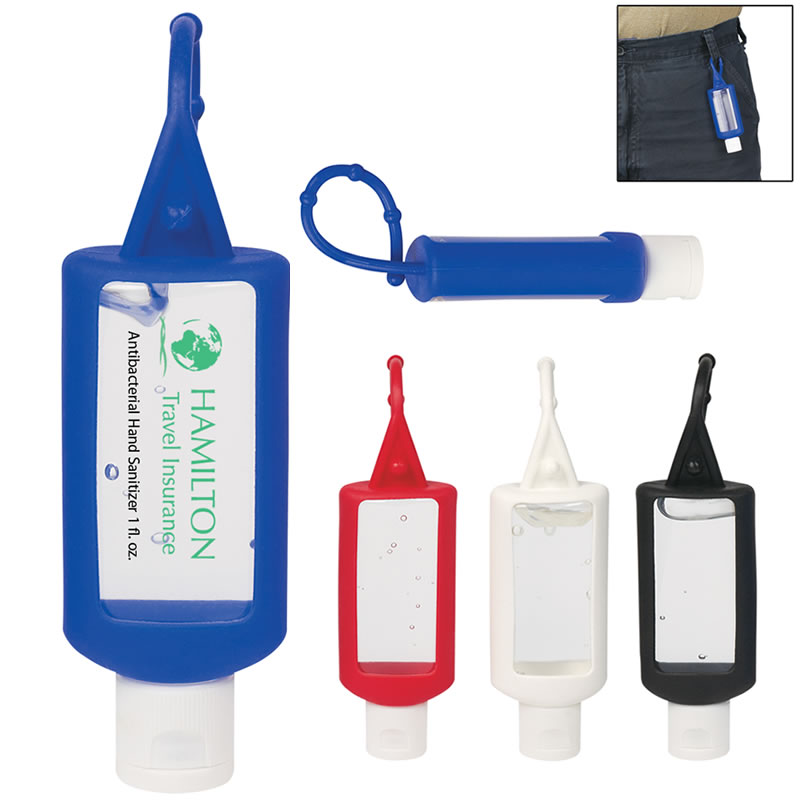 Promotional 1 oz. Hand Sanitizer In Silicone Holder Customized 1 oz