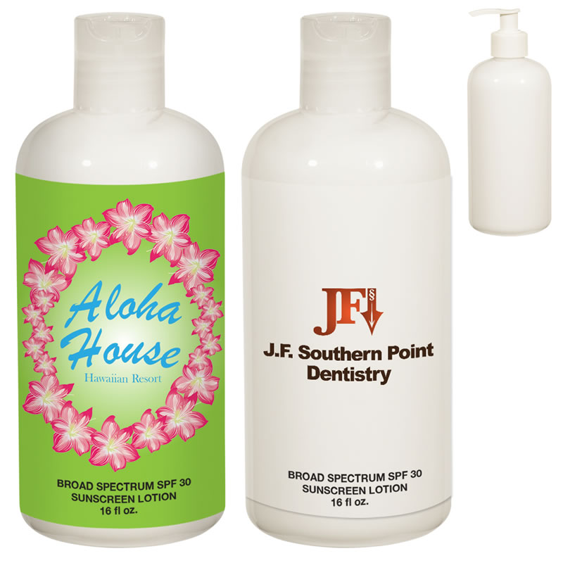 Promotional 16 oz. SPF 30 Sunscreen Bottle Customized 16 oz. SPF 30