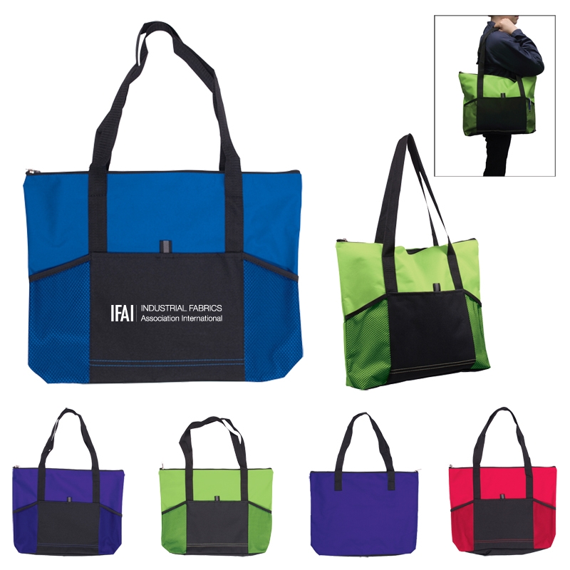 Promotional 600D Polyester Jumbo Zippered Tradeshow Tote Bag | Customized 600D Polyester Jumbo ...