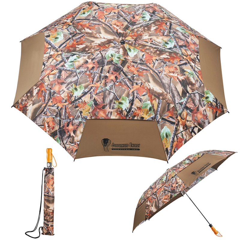 Promotional Hunt Valley 58" Camouflage Vented Folding Umbrella