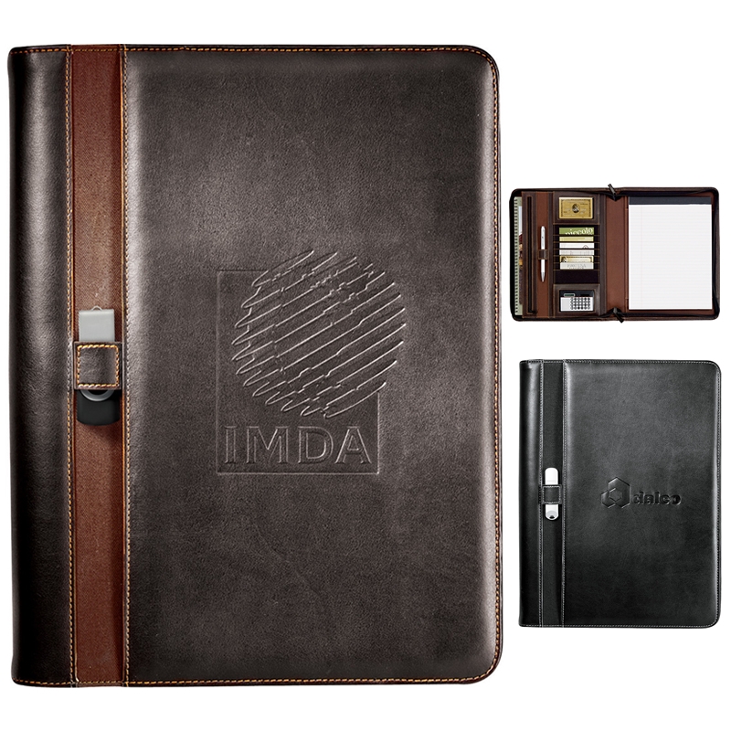 Promotional Stratford Zippered Padfolio Customized Stratford Zippered