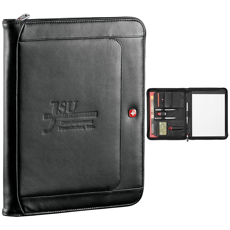Promotional Wenger Executive Leather Zippered Padfolio Customized