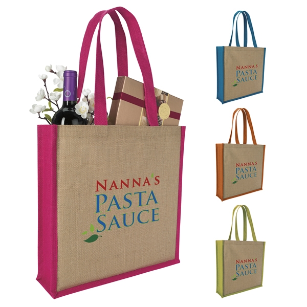 Promotional Products  Bags  Totes  Laminated Jute Portrait Tote Bag