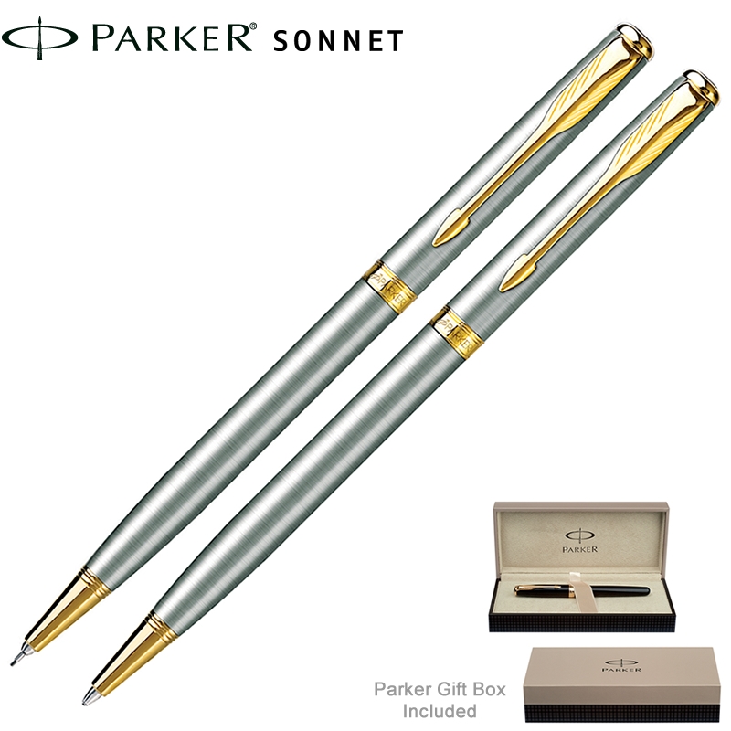 Promotional Parker Stainless GT Slim Ball Pen/Pencil Set Customized Executive Pen Sets