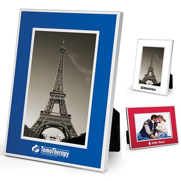 Promotional 4" x 6" Chrome Border Picture Frame Customized 4" x 6