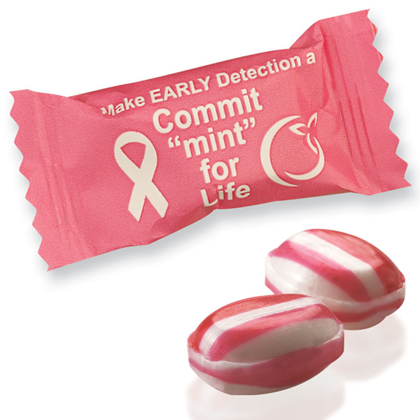 Promotional Individually Wrapped Red Striped Mega Mints Customized Individually Wrapped Red