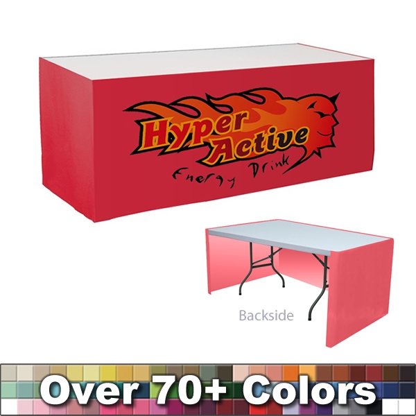 Customized Digital 6 Ft Digital Print Flat Skirt Table Wrap Open Back