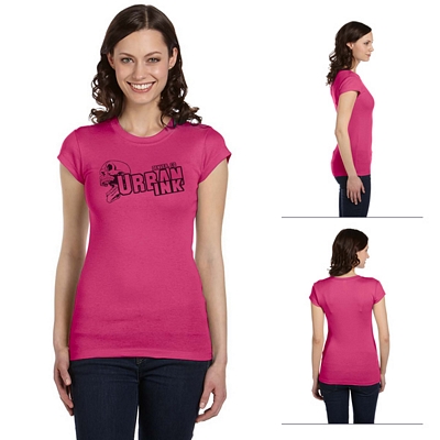 Bella 8701 Ladies' Sheer Mini Rib Short-Sleeve T-Shirt | Screen Printed ...