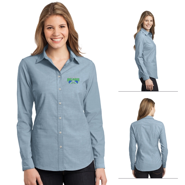 Port Authority L653 Ladies Chambray Shirt | Embroidered Logo Port ...