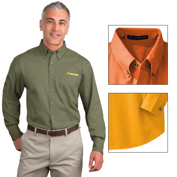 Port Authority S600T Long Sleeve Twill Shirt | Embroidered Logo Port ...