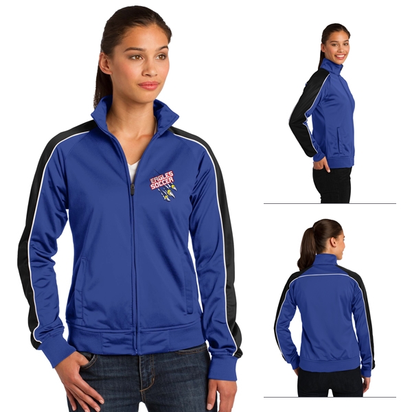 Sport-Tek LST92 Ladies Piped Tricot Track Jacket | Embroidered Logo ...