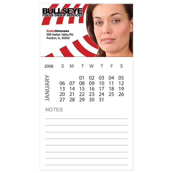 Promotional BIC Business Card with 12 Sheet Calendar Notepad