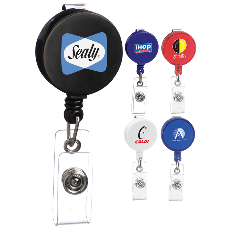 Promotional Round Retractable Clip-on Badge Holder 