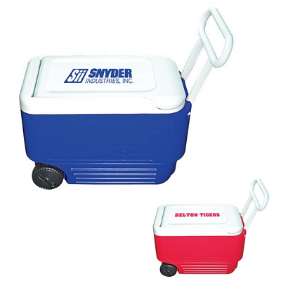 red igloo cooler with wheels