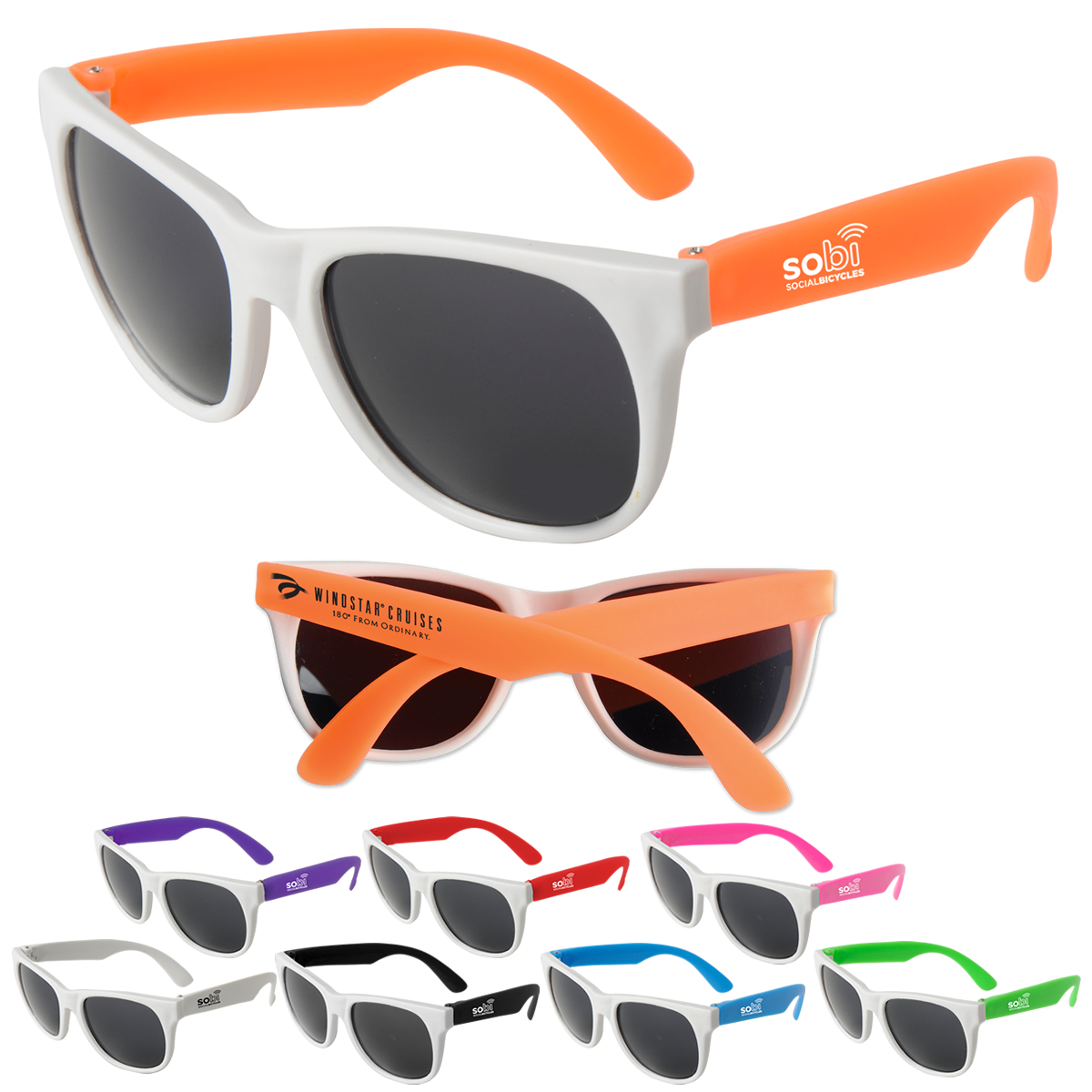 Promotional White Frame Neon Sunglasses | Customized White Frame Neon ...
