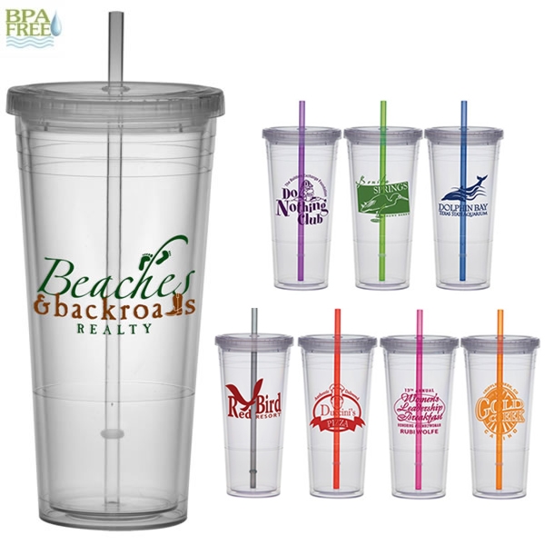 Promotional 24 oz. Carnival Cup Straw Tumbler | Customized 24 oz ...