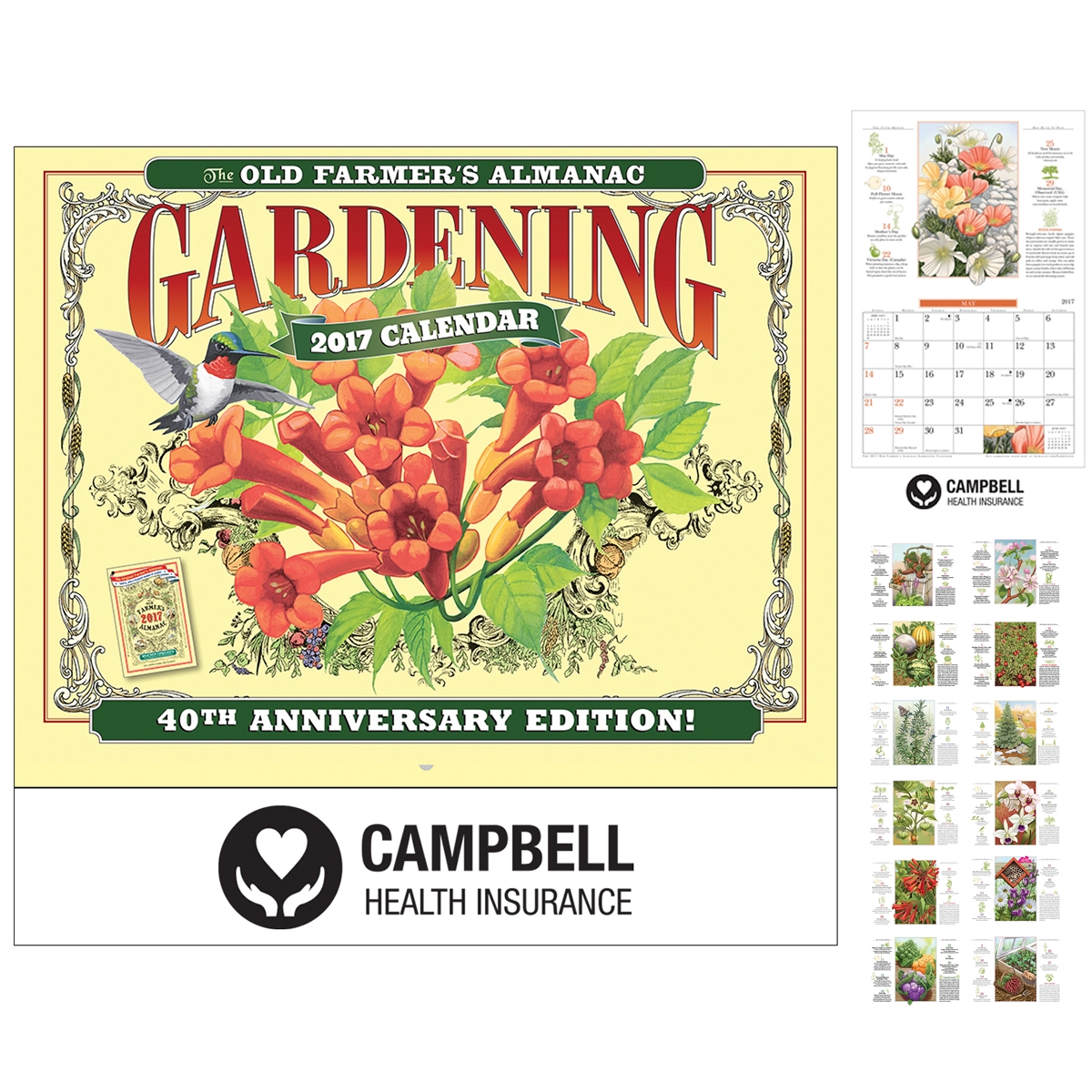 Customized The Old Farmer's Almanac Gardening Wall Calendar Stapled