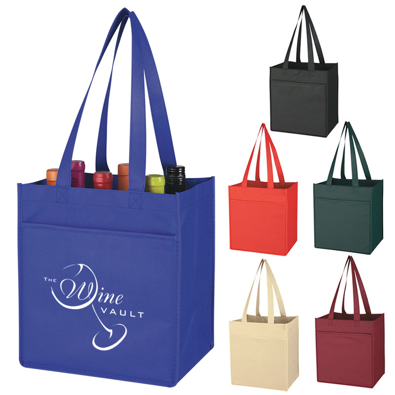 Promotional Non-Woven 6 Bottle Wine Tote Bag | Customized Non-Woven 6 ...
