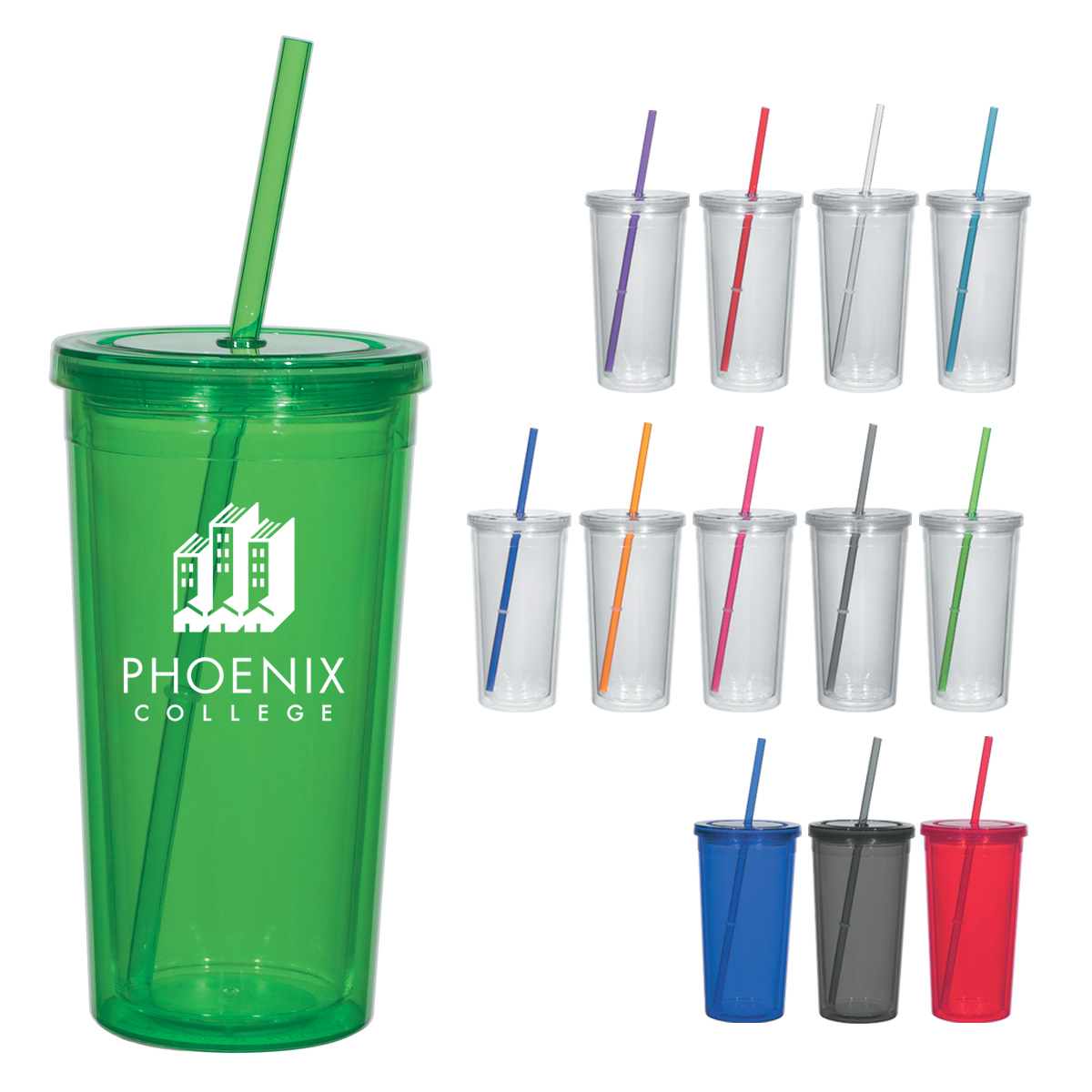 Promotional 24 oz. Double Wall Acrylic Tumbler With Straw | Customized ...