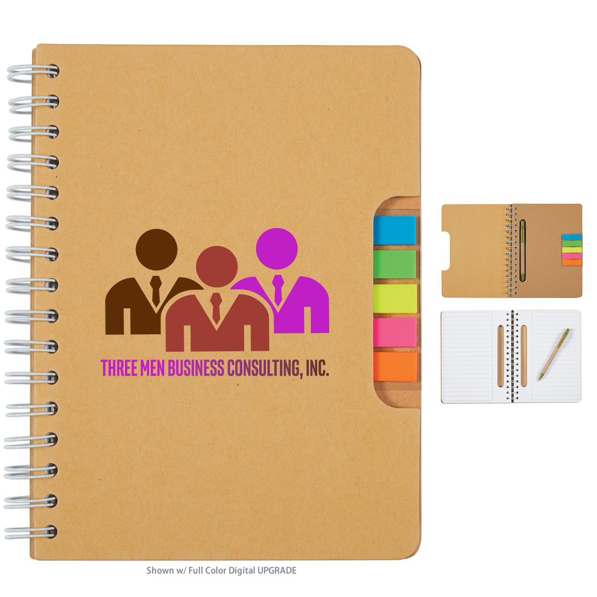 Promotional Eco Spiral Notebook With Pen And Sticky Flags Customized Eco Spiral Notebook With