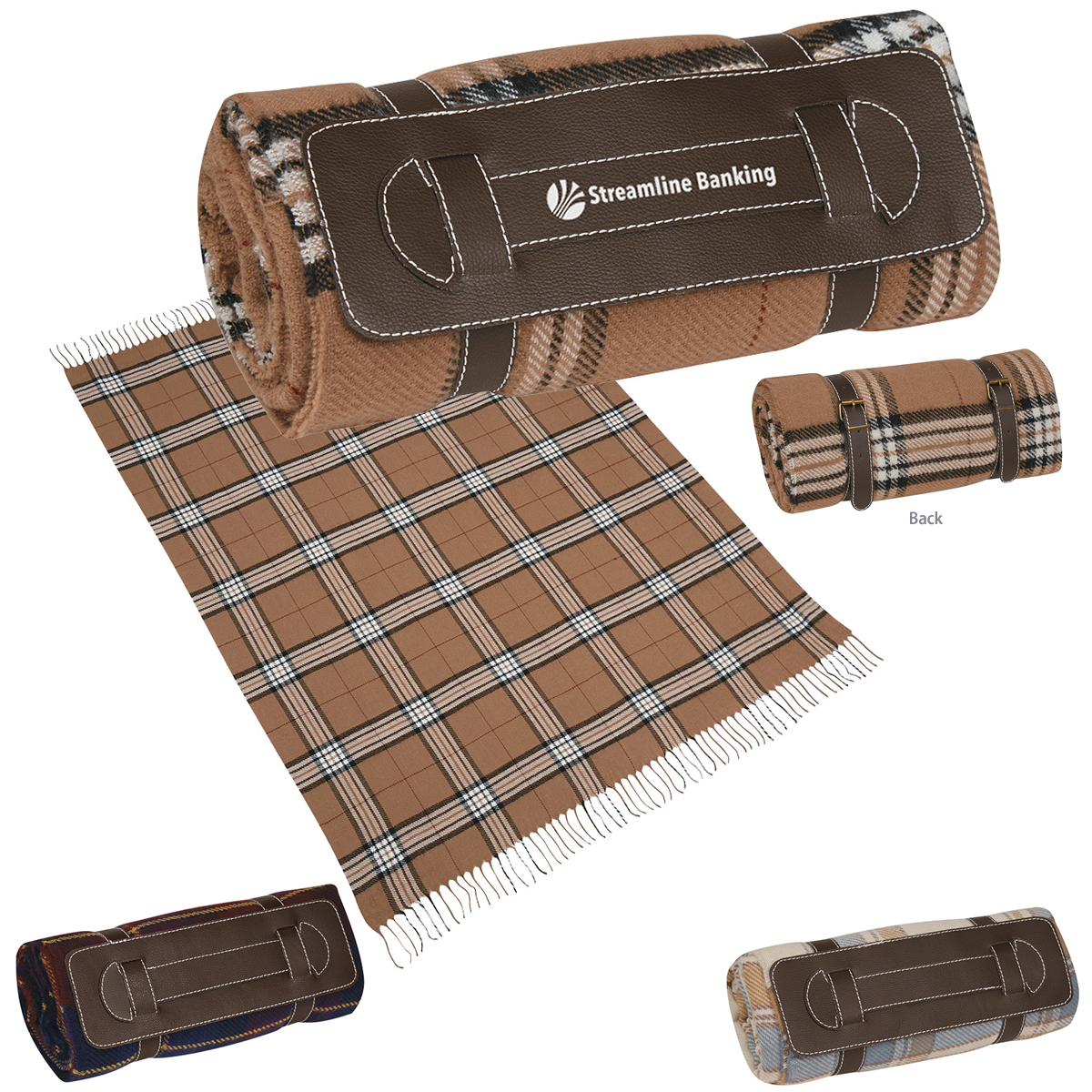 Customized Tartan RollUp Blanket Promotional Tartan RollUp Blanket Promotional Blankets