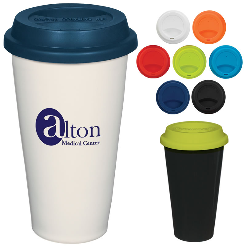 Promotional 11 oz Double Wall Ceramic Mug with Silicon Lid | Customized ...