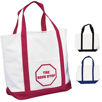 White Polyester Tote Bag Two Tone