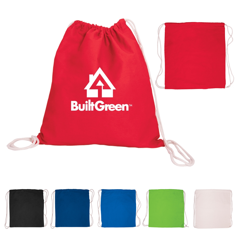 Customized Natural 5 oz Cotton Canvas Drawstring Backpack Promotional