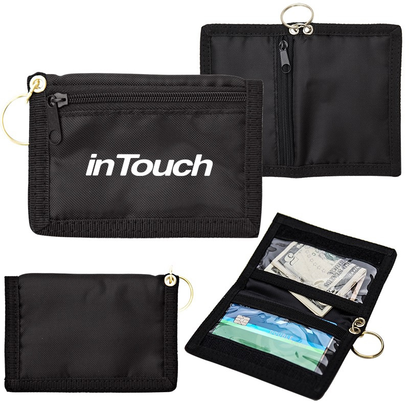 Promotional ID Wallet with zipper and Key Ring Customized ID Wallet