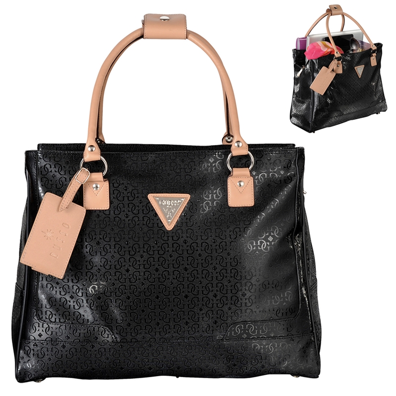 Promotional Guess Frosted Shopper Travel Tote Bag Customized Guess