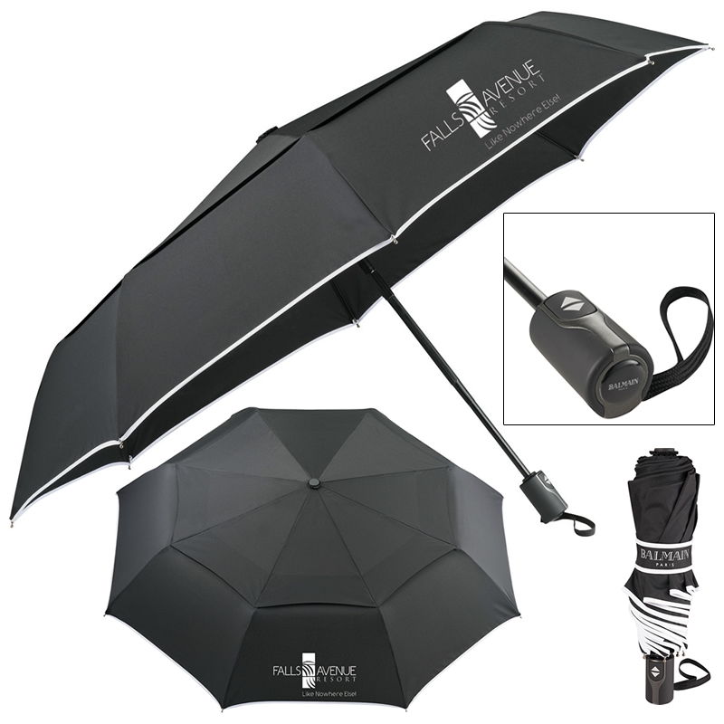Promotional 42" Balmain Runway Auto Open/Close Folding Umbrella Customized 42" Balmain Runway