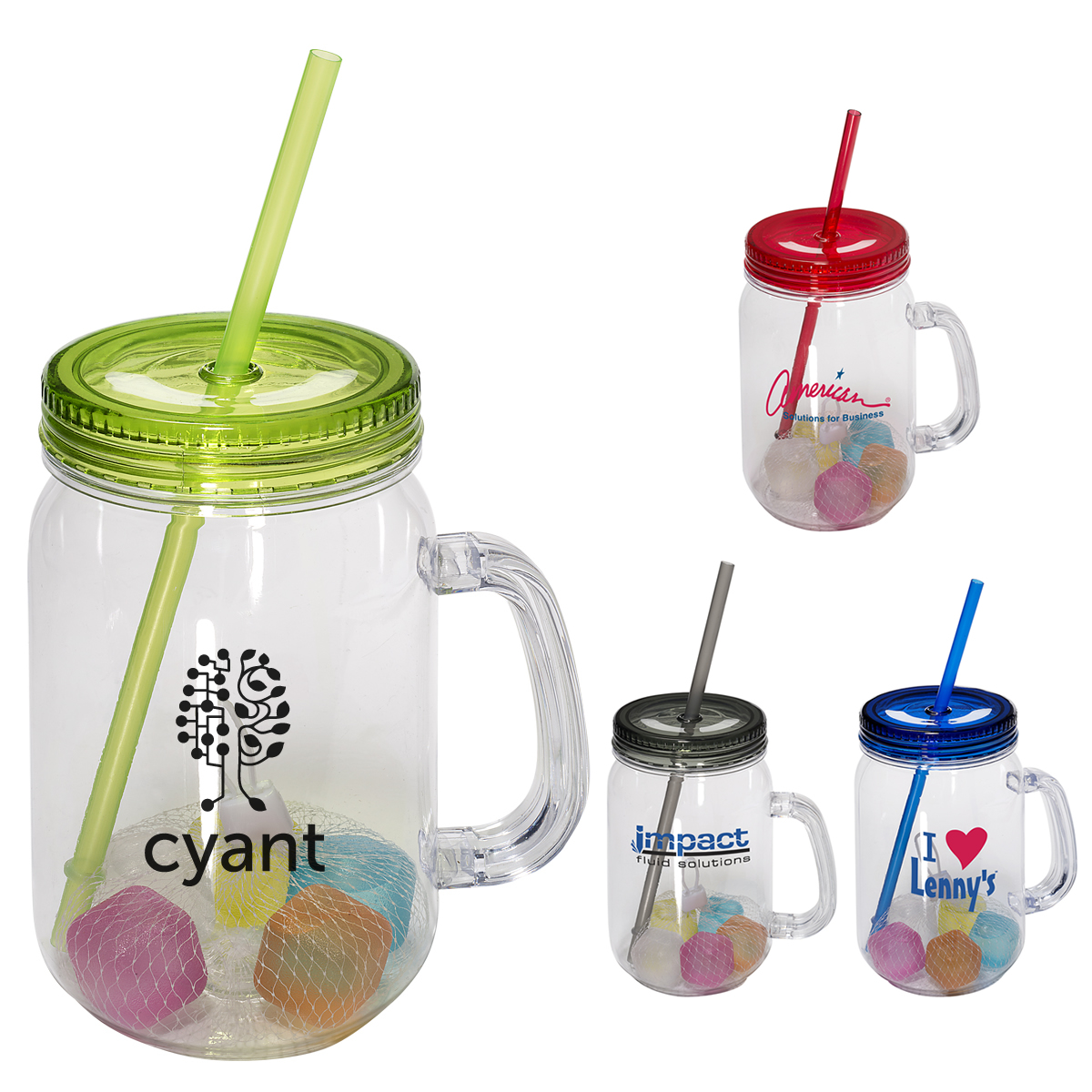 Customized Country Mason Jar Sipper & Ice Cubes Set | Promotional ...