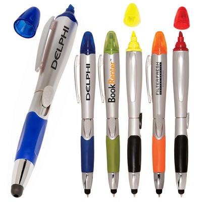 Customized Triple Play Stylus-Pen-Highlighter | Promotional Triple Play ...